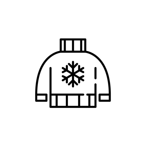 Рождественский свитер со снежинкой. Зимняя трикотажная одежда. Пикантная, съедобная икона — стоковый вектор