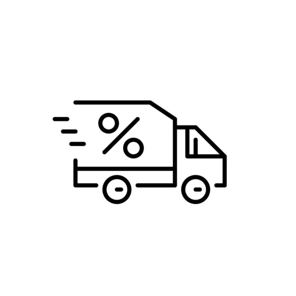 Shopping Sale Ikone. Lieferwagen mit Rabattsymbol. Pixel perfekt, editierbarer Strich — Stockvektor