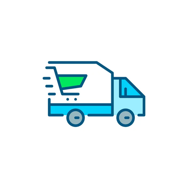 Online-Shopping-Lieferwagen buntes Symbol. Pixel perfekt, editierbarer Strich — Stockvektor