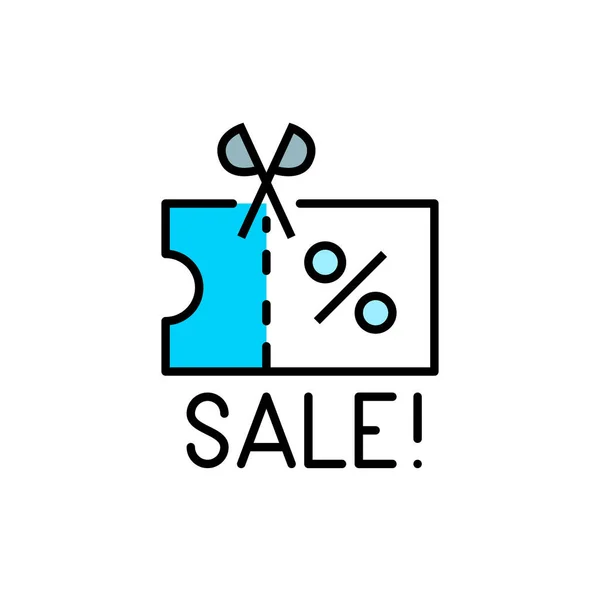 Sale coupon icon. Pixel perfekt, editierbarer Strich, bunt — Stockvektor