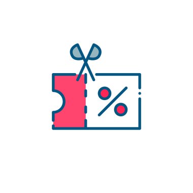 İndirimli renkli kupon ikonu. Piksel mükemmel, düzenlenebilir vuruş