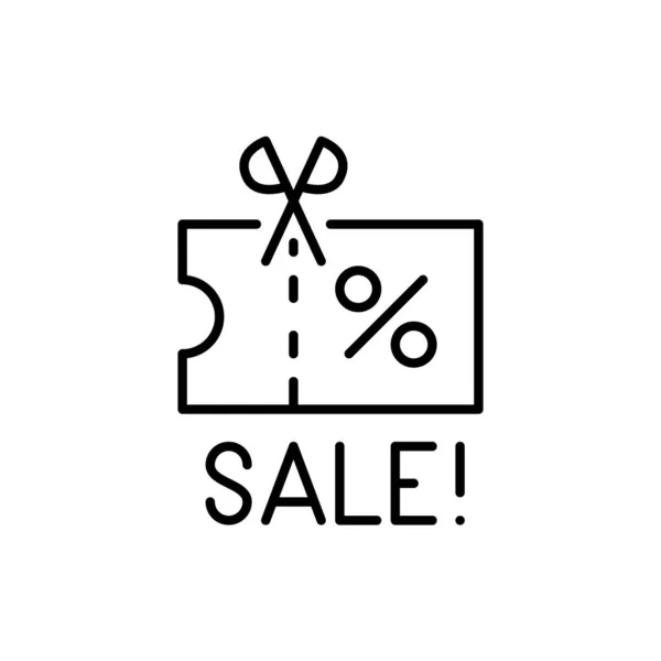 Sale coupon icon. Pixel perfektes, editierbares Strichlinien-Kunstdesign — Stockvektor