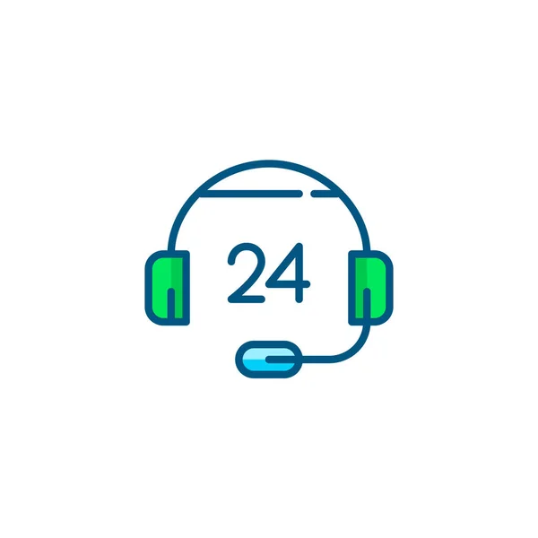 Centro de chamadas 24 horas. Suporte técnico ou loja on-line hotline help desk. Pixel perfeito, ícone colorido curso editável —  Vetores de Stock