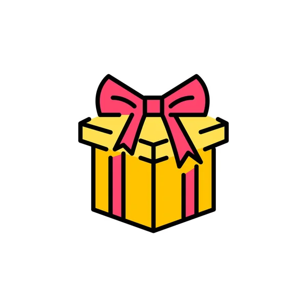 Gift box pixel perfeito curso editável ícone de arte de linha simples colorido — Vetor de Stock