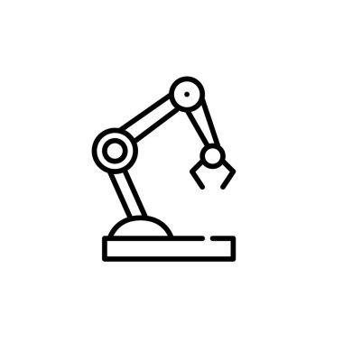 Robot kol. Fabrika işleme otomasyonu ve yapay zeka cihazı. Piksel mükemmel, düzenlenebilir vuruş simgesi