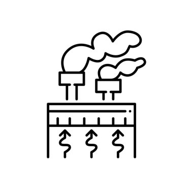 Jeotermal enerji santrali. Sürdürülebilir alternatif enerji üretimi. Piksel mükemmel, düzenlenebilir vuruş simgesi