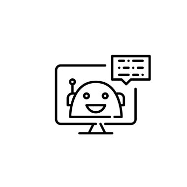 Akıllı telefondaki kişisel sanal asistanım. Yapay zeka sevimli robot sohbete cevap veriyor. Piksel mükemmel, düzenlenebilir vuruş