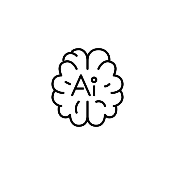 Artificial intelligence brain. Pixel perfect, editable stroke icon — Stock Vector