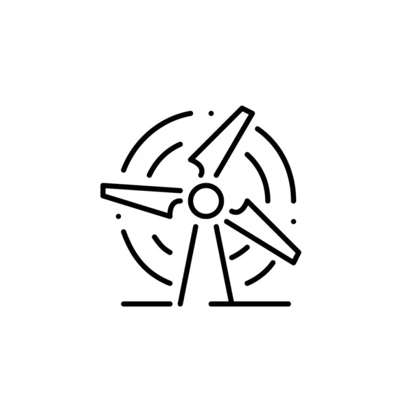 Windrad-Stromerzeugung. Nachhaltige, umweltfreundliche Energiequelle. Pixel perfektes, editierbares Strichsymbol. — Stockvektor
