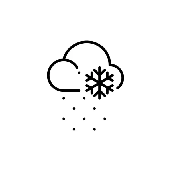 Cloud with snow. Winter weather. Pixel perfect, editable stroke icon — Stock Vector