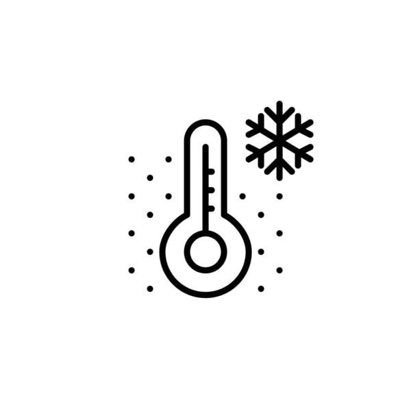 Kar taneli termometre. Soğuk kış havası. Piksel mükemmel, düzenlenebilir vuruş simgesi — Stok Vektör