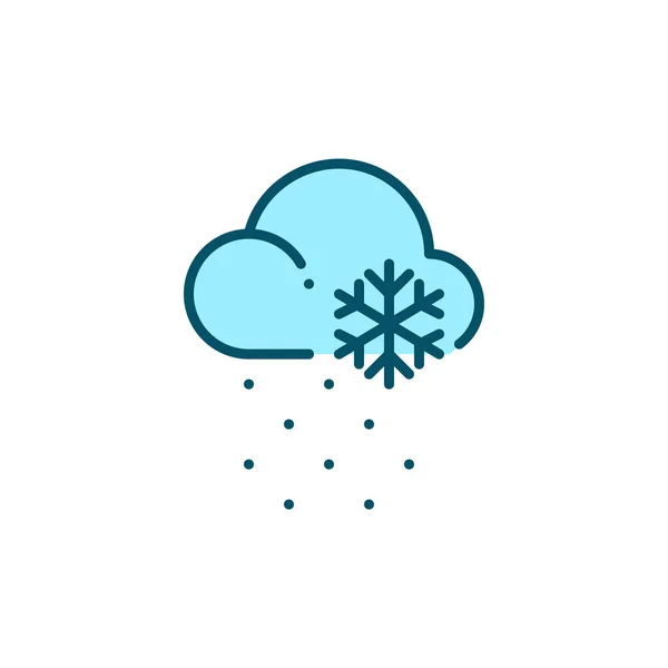 Nube con nieve. Clima invernal. Pixel perfecto, editable icono azul trazo — Archivo Imágenes Vectoriales