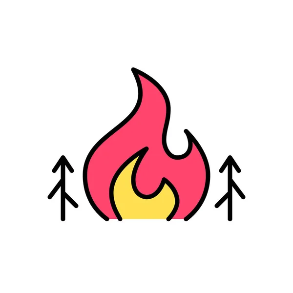 Forest fires icon. Pixel perfect, editable stroke, colorful — Stock Vector