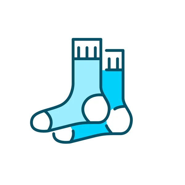 Ein Paar Socken mit Streifen. Wintersportbekleidung. Pixel perfekt, editierbarer Strich buntes Symbol — Stockvektor