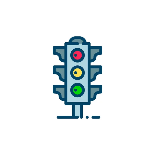Ampelkreuzung Verkehrsregelungsgerät. Pixel perfekt, editierbarer Strich buntes Symbol — Stockvektor