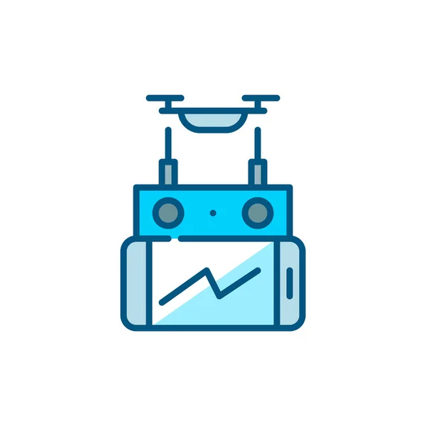 Controlador remoto terrestre de drones. Pixel perfeito, ícone colorido curso editável —  Vetores de Stock