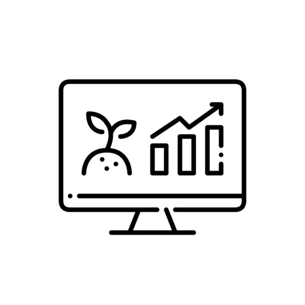 Növény és talaj infografika egy laptopon. Pixel tökéletes, szerkeszthető stroke ikon — Stock Vector