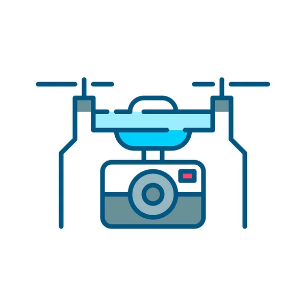 Dron z kamerą. Fotografia lotnicza i obserwacja. Pixel idealna, edytowalna ikona skoku — Wektor stockowy