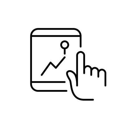 Tabletteki parmak izi yeri. Piksel mükemmel, düzenlenebilir vuruş simgesi