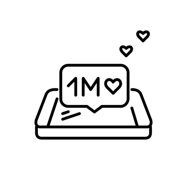 Million likes message on an isometric phone. Pixel perfect, editable stroke icon — Vettoriale Stock