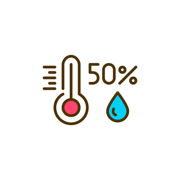 Temperature and humidity icon. Pixel perfect, editable stroke, color — стоковый вектор