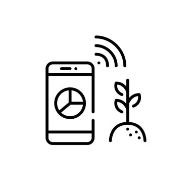 Akıllı tarım teknolojisi. İstatistikler kablosuz sensörlerle toplandı ve akıllı telefondan analiz edildi. Piksel mükemmel, düzenlenebilir vuruş simgesi