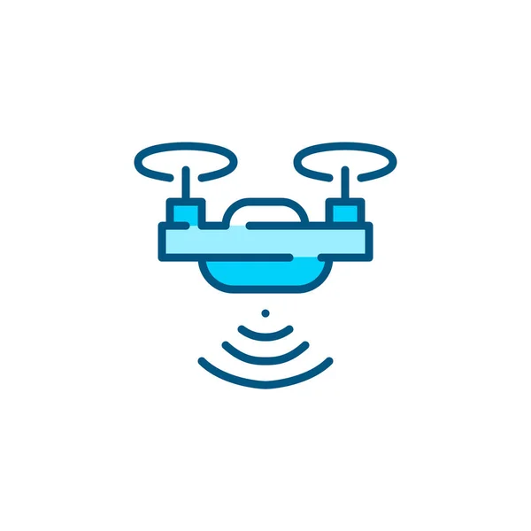 Latający dron z bezprzewodową kontrolą. Pixel idealny, edytowalny skok kolorowy ikona — Wektor stockowy