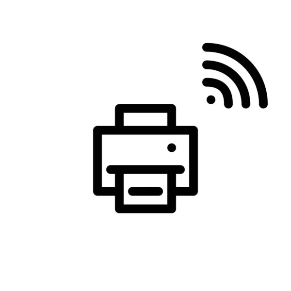 Stampante con connessione wireless. Minimal line art pixel perfetto, icona del tratto modificabile — Vettoriale Stock