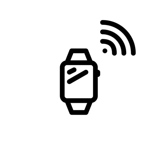 Smart watch with wireless connection. Minimal line art pixel perfect, editable stroke icon — 图库矢量图片