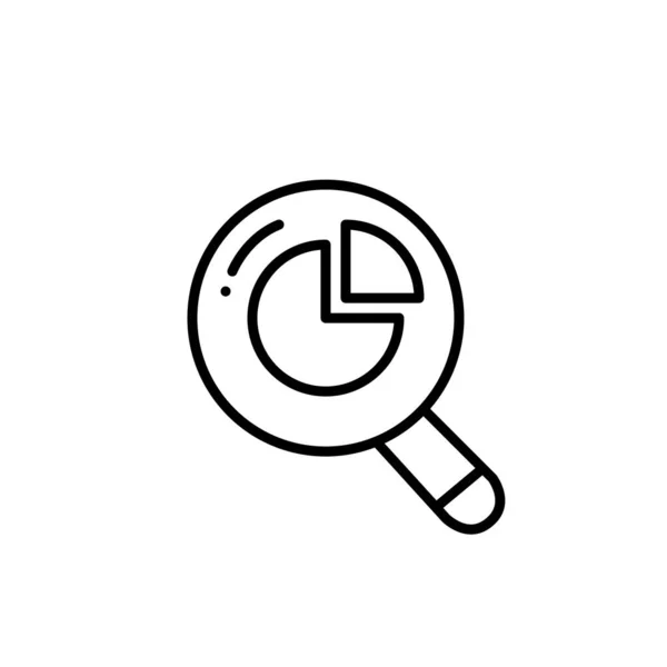 Analyzing diagram with magnifying glass. Pixel perfect, editable stroke icon — Vettoriale Stock