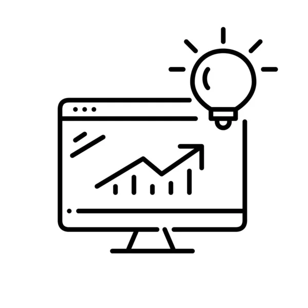 Successful strategy idea. Growing chart on a laptop. Pixel perfect, editable stroke icon — Vetor de Stock