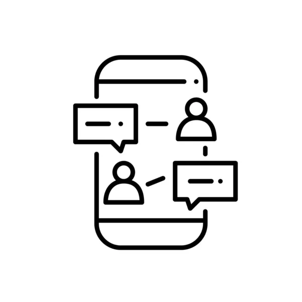 Interazioni, connessioni e comunicazione sui social media. Pixel perfetto, icona del tratto modificabile — Vettoriale Stock