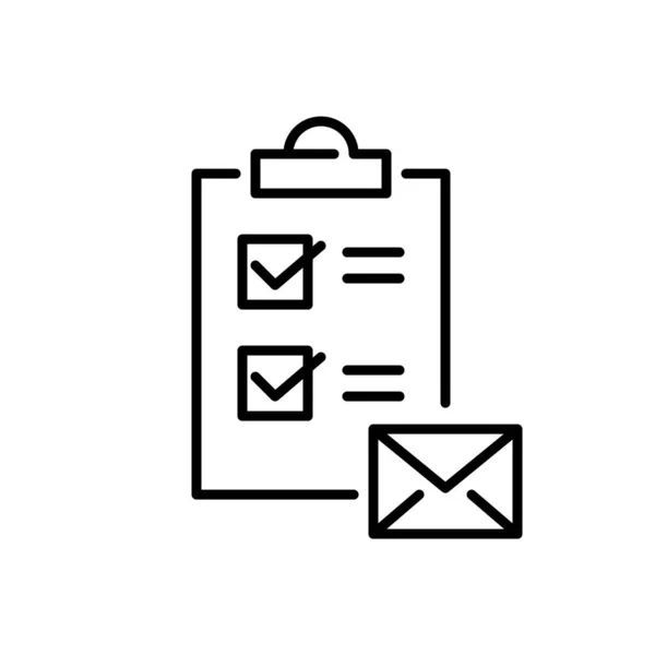 Mail list on a clipboard. Pixel perfect, editable stroke icon — Vettoriale Stock