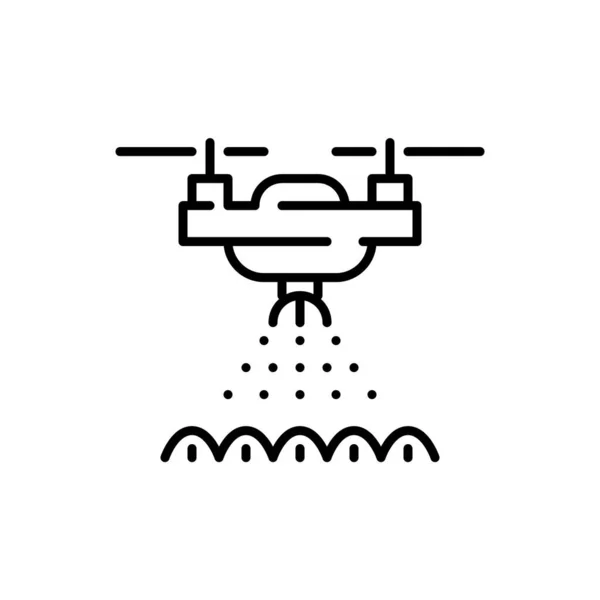 Dron posypujący plony wodą. Nowoczesna inteligentna technologia rolnicza. Pixel idealna, edytowalna ikona skoku — Wektor stockowy