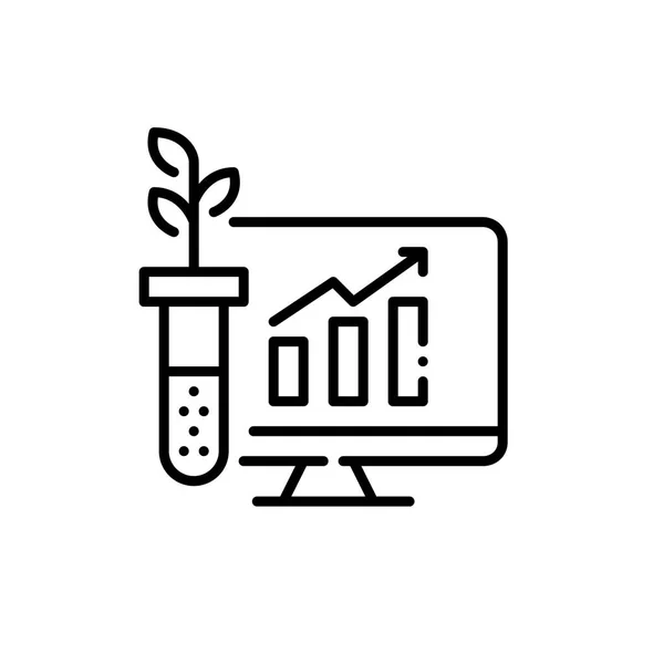 Próbka gleby w probówce i infografika na laptopie. Pixel idealna, edytowalna ikona skoku — Wektor stockowy