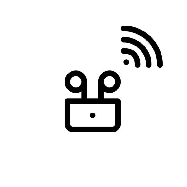 Wireless earbuds minimalistic line art icons. Pixel perfect, editable stroke — Vettoriale Stock