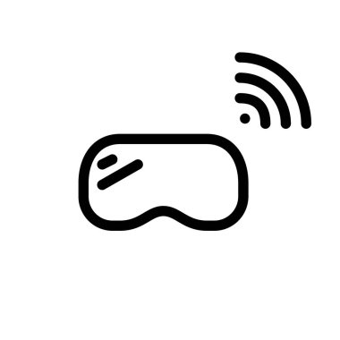 VR goggles with wifi connection. MInimal line art icon. Pixel perfect, editable stroke