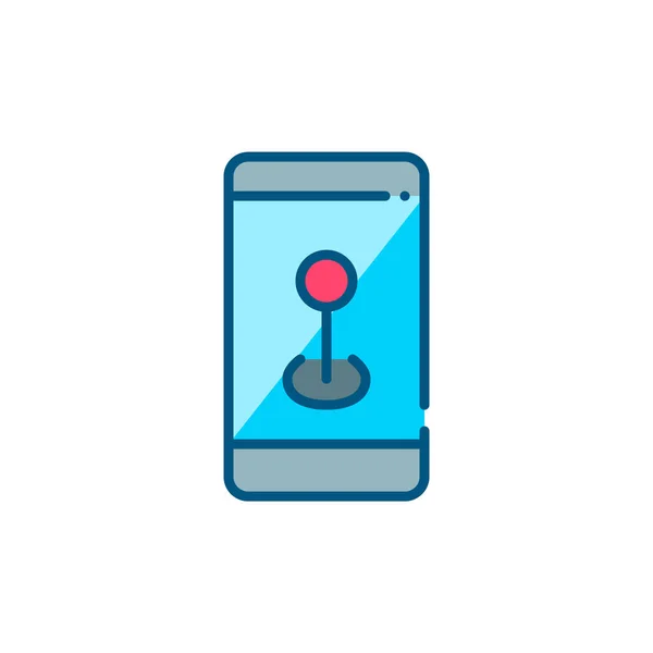 Location pin on a smartphone. Pixel perfect, editable stroke color icon — Vetor de Stock