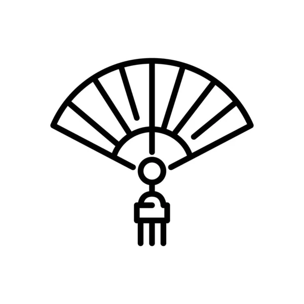 Opened oriental fan with a tassel. Pixel perfect, editable stroke icon — Stockvector