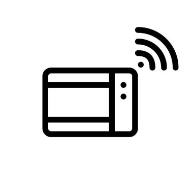 Smart wireless connection microwave oven. Minimal line art pixel perfect, editable stroke icon