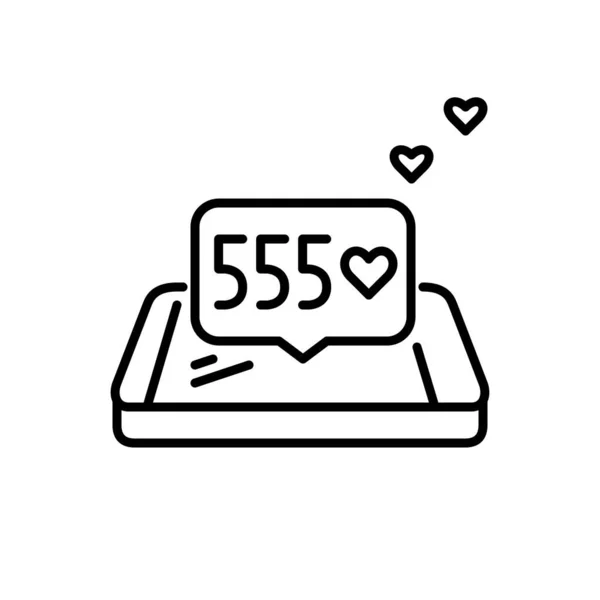 Getting likes in social media. Message on an isometric phone. Pixel perfect, editable stroke icon — Stockvector