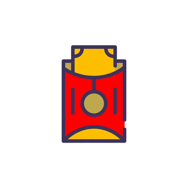 Traditional Chinese New Year red money envelope. Pixel perfect, editable stroke icon — стоковый вектор