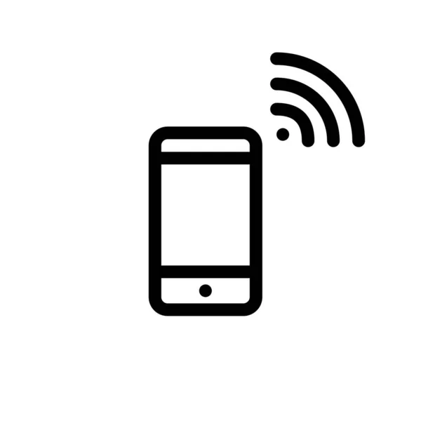 Smartphone with wifi symbol. Minimal line art pixel perfect, editable stroke icon — 图库矢量图片