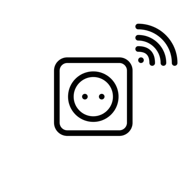 Smart electric outlet. Minimal line art pixel perfect, editable stroke icon — Vettoriale Stock
