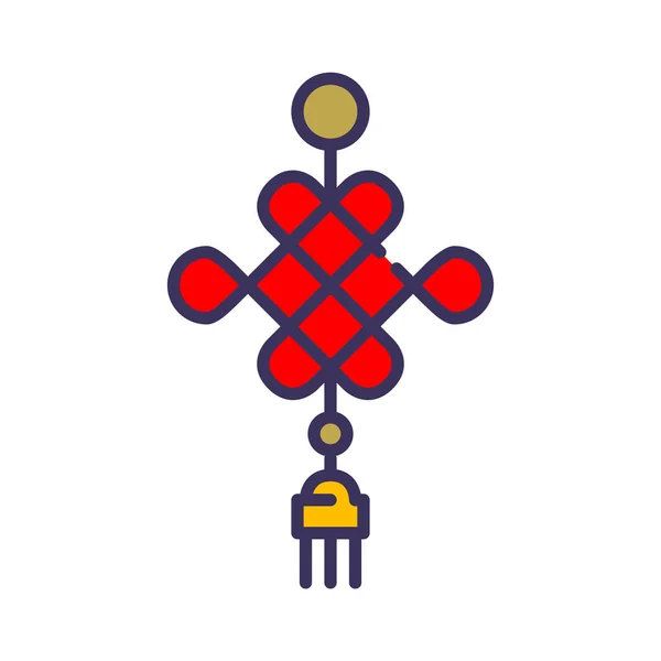 Endless knot. Traditional Chinese symbol of circle of life. Pixel perfect, editable stroke colored icon — Stockvector