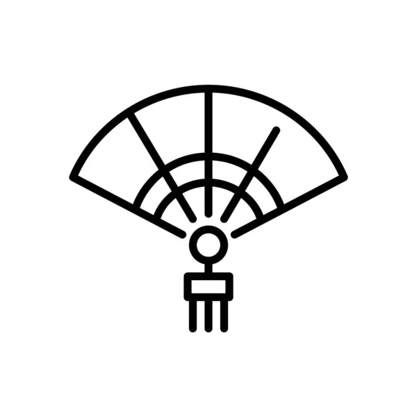 Oriental fan with a tassel. Pixel perfect, editable stroke icon — Image vectorielle