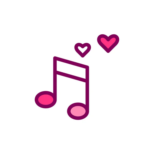 Love song. Romantic music icon. Pixel perfect, editable stroke, color — Stock Vector