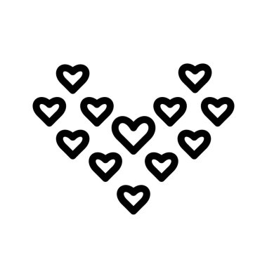 Küçük kalplerden yapılmış bir kalp. Piksel mükemmel, düzenlenebilir vuruş simgesi