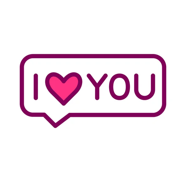 Ich liebe dich. Pixel perfektes, editierbares Strich-Farb-Symbol — Stockvektor