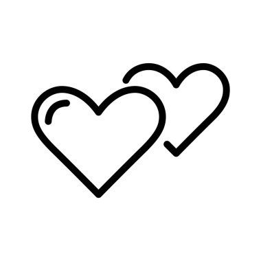 İki kalp bir arada. Romantizm, flört ve flört. Piksel mükemmel, düzenlenebilir vuruş simgesi